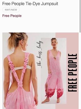 NWT Pink Tie-Dye Free People Jumpsuit Oversized Small